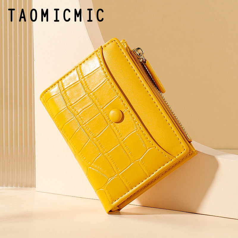 Wholesale Cute Little Flower Student Short Three Fold Ladies Pu Wallet